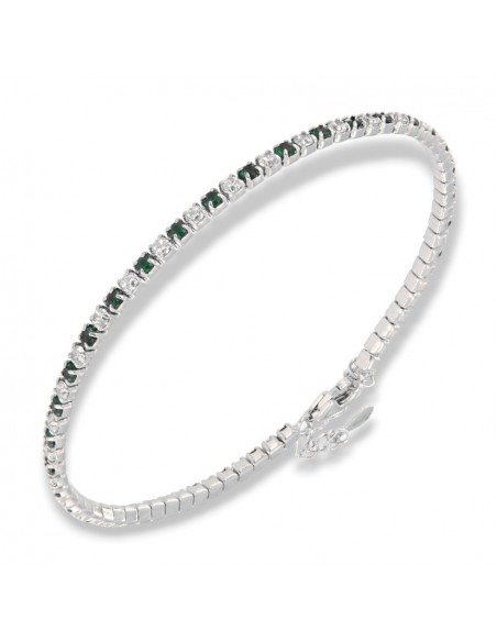 Bracciale Argento Tennis Zirconi Bianchi Verdi 2MM [eef5506b]