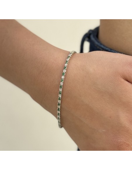 Bracciale Argento Tennis Zirconi Bianchi Verdi 2MM [e7ea57da]