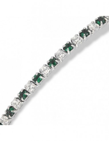 Bracciale Argento Tennis Zirconi Bianchi Verdi 2MM [50f796de]