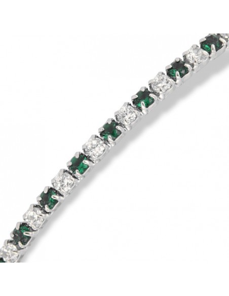 Bracciale Argento Tennis Zirconi Bianchi Verdi 2MM [50f796de]
