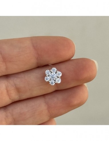 Ciondolo Argento Rodiato Punto Luce Fiore Zirconi Bianchi [f9c51d62]
