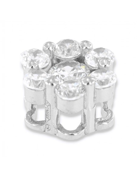Ciondolo Argento Rodiato Punto Luce Fiore Zirconi Bianchi [4ed8dc66]