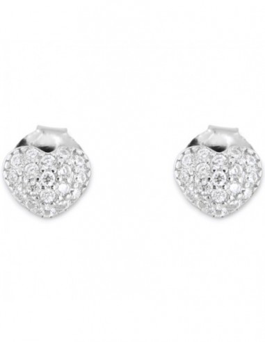Orecchini Argento Rodiato Cuore Zirconi Bianchi [3b8cf8ec]