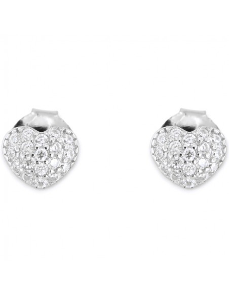 Orecchini Argento Rodiato Cuore Zirconi Bianchi [3b8cf8ec]