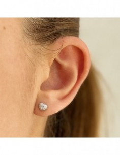 Orecchini Argento Rodiato Cuore Zirconi Bianchi [3b8cf8ec] 2