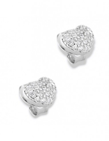 Orecchini Argento Rodiato Cuore Zirconi Bianchi [04ea27c5]