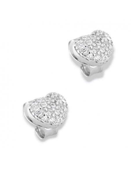 Orecchini Argento Rodiato Cuore Zirconi Bianchi [04ea27c5]