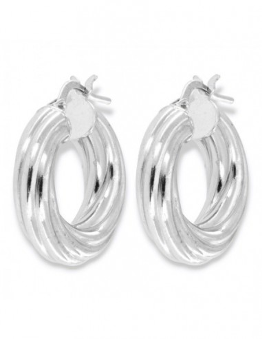 Orecchini Argento Rodiato Cerchi Canna Intrecciata [ab324cf5]