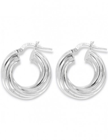 Orecchini Argento Rodiato Cerchi Canna Intrecciata [3b088d9d]
