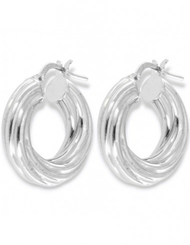 Orecchini Argento Rodiato Cerchi Canna Intrecciata [3e58ca83]