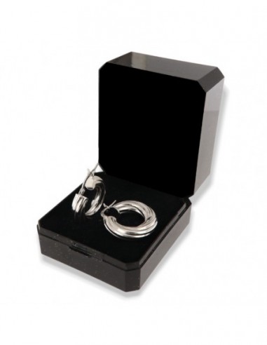 Orecchini Argento Rodiato Cerchi Canna Intrecciata [89450b87]