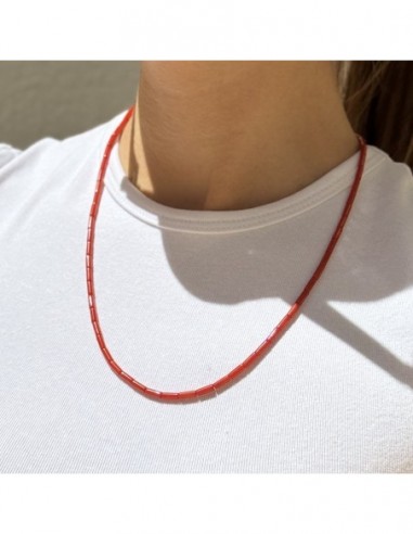 Collana Oro Giallo Cilindri Coralli Rossi [5309eefc]