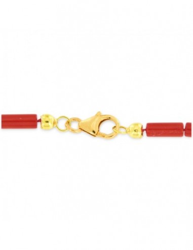 Collana Oro Giallo Cilindri Coralli Rossi [5659a9e2]