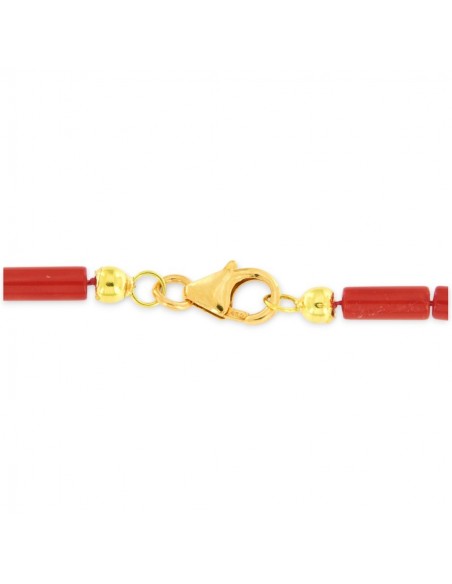 Collana Oro Giallo Cilindri Coralli Rossi [5659a9e2]
