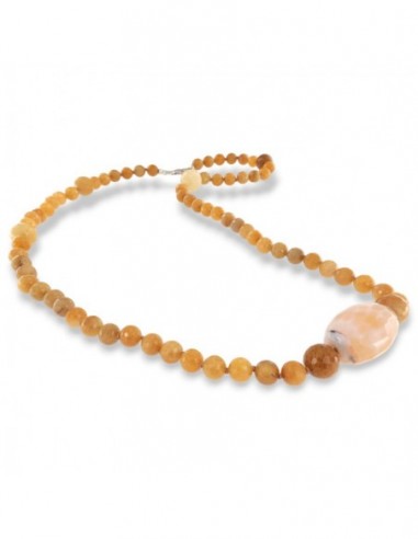 Collana Argento Rodiato Sfere Corniola Sfaccettate [7e344f12]