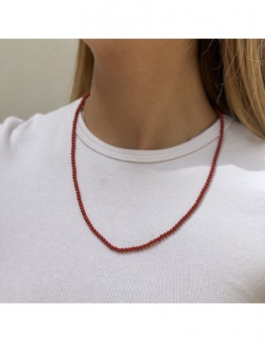 Collana Perle Corallo Rosso Chiusura Oro Giallo 53 Cm [c64ee5f9]