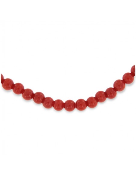 Collana Perle Corallo Rosso Chiusura Oro Giallo 53 Cm [715324fd]