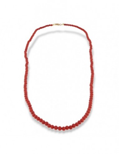 Collana Perle Corallo Rosso Chiusura Oro Giallo 53 Cm [740363e3]