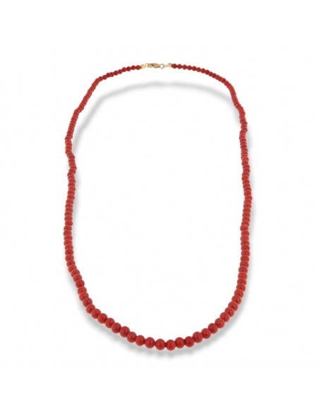 Collana Perle Corallo Rosso Chiusura Oro Giallo 53 Cm [740363e3]