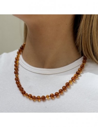 Collana Perle Ambra 8MM Chiusura Oro Giallo [a7039998]