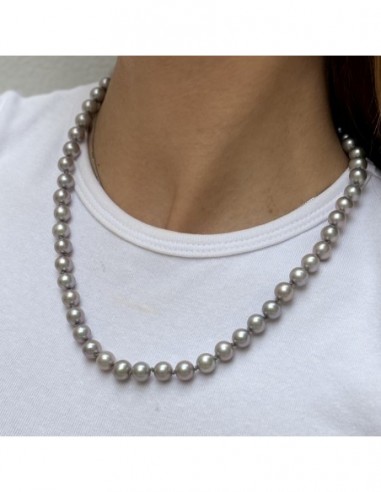 Collana Perle Naturali Chiusura Oro Bianco [3726ac55]