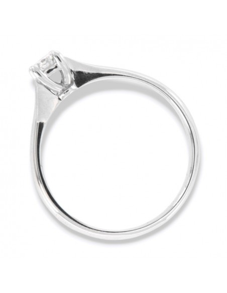 Anello Oro Bianco Solitario Castone a Filo Diamante 0,16 Carati [e5eae6be]