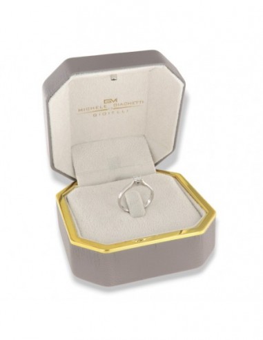 Anello Oro Bianco Solitario Castone a Filo Diamante 0,16 Carati [8bd164b7]