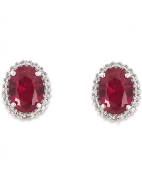 Orecchini Oro Bianco Principessa Rossa 8x6MM [6b067511]