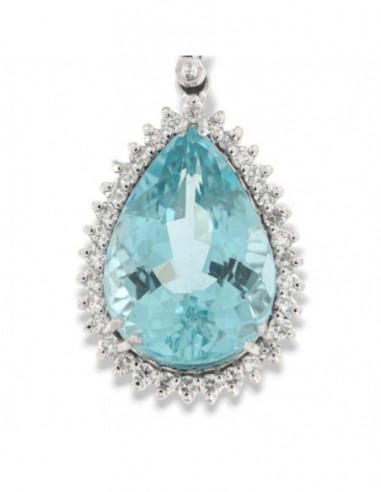 Ciondolo Oro Bianco Apatite E Diamanti [557b030b]