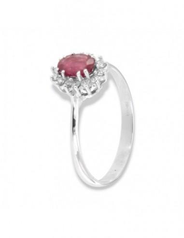 Anello Oro Bianco Principessa Rubino 6X4 0,61 Carati e Diamanti 0,14 carati [89d9e51d]