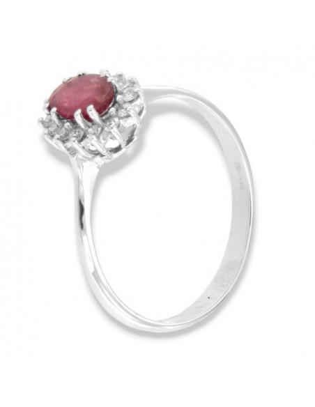 Anello Oro Bianco Principessa Rubino 6X4 0,61 Carati e Diamanti 0,14 carati [9f3f2fd2]