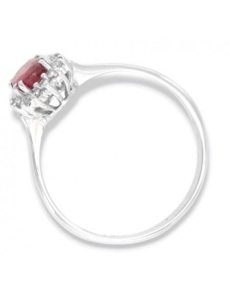 Anello Oro Bianco Principessa Rubino 6X4 0,61 Carati e Diamanti 0,14 carati [2822eed6]