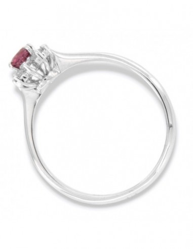 Anello Oro Bianco Principessa Rubino 0,36 Carati Diamanti 0,12 [469099b6]