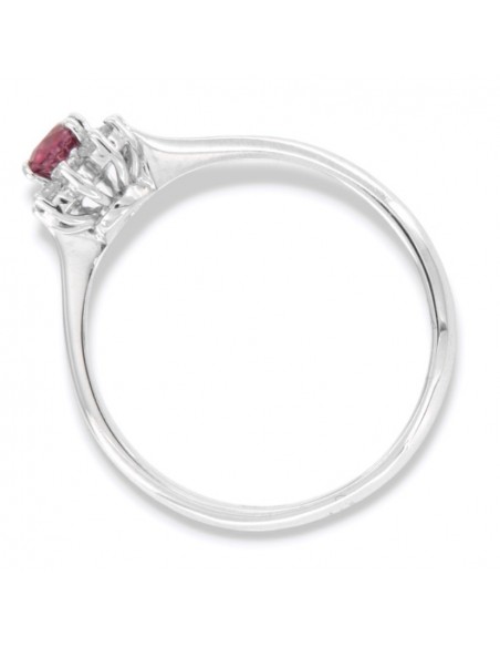 Anello Oro Bianco Principessa Rubino 0,36 Carati Diamanti 0,12 [469099b6]