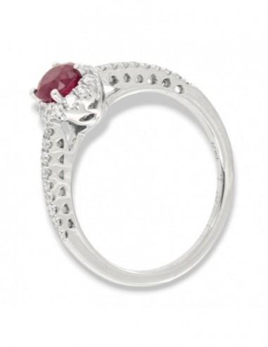 ANELLO ORO BIANCO SOLITARIO RUBINO TONDO DIAMANTI [0b63f3b7]