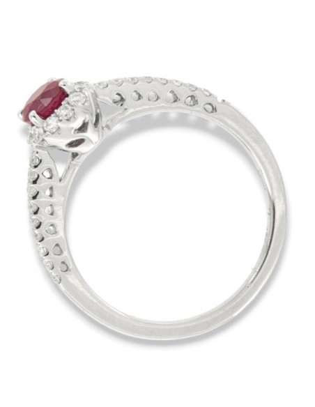 ANELLO ORO BIANCO SOLITARIO RUBINO TONDO DIAMANTI [bc7e32b3]