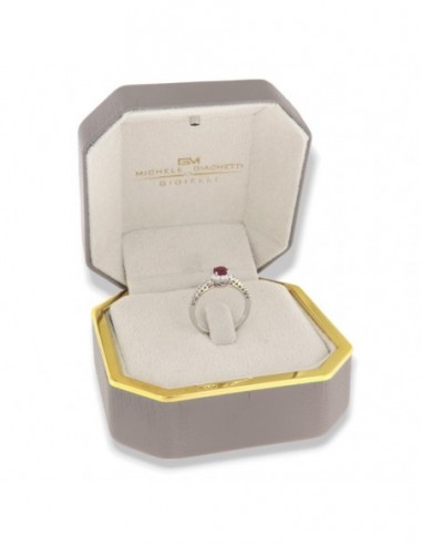 ANELLO ORO BIANCO SOLITARIO RUBINO TONDO DIAMANTI [d245b0ba]