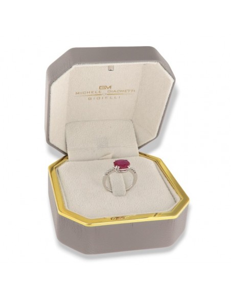 ANELLO ORO BIANCO RUBINO BURMA 1,88 DIAMANTI 0,08 [9678d1d0]
