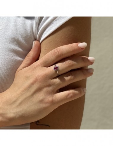 Anello Oro Bianco Principessa Rubino e Diamanti [6d18eabe]