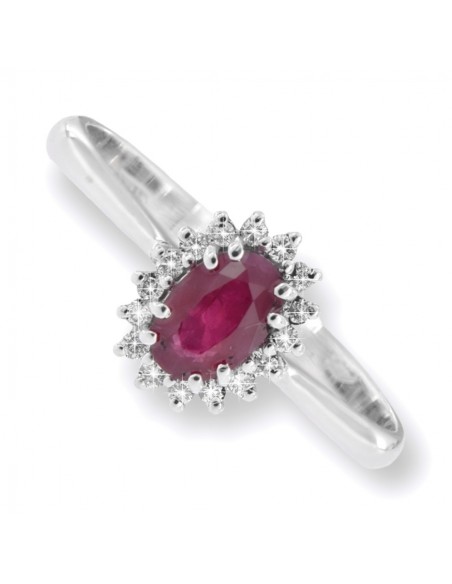 Anello Oro Bianco Principessa Rubino e Diamanti [da052bba]