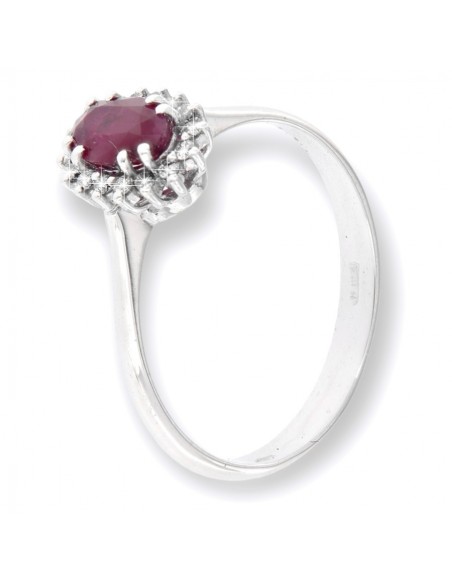 Anello Oro Bianco Principessa Rubino e Diamanti [df556ca4]