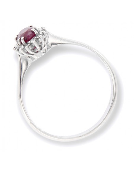 Anello Oro Bianco Principessa Rubino e Diamanti [6848ada0]