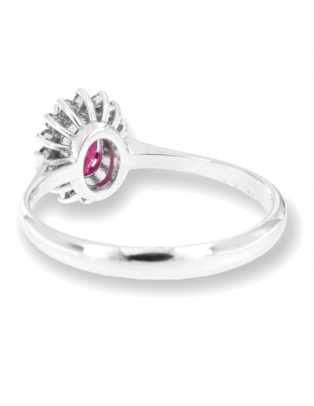 Anello Oro Bianco Principessa Rubino e Diamanti [b16eeead]