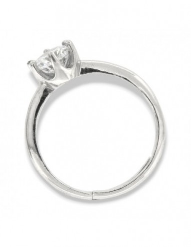 Anello Argento Rodiato Solitario Castone 6 Griffe Con Gambo Regolabile [67565f5c]