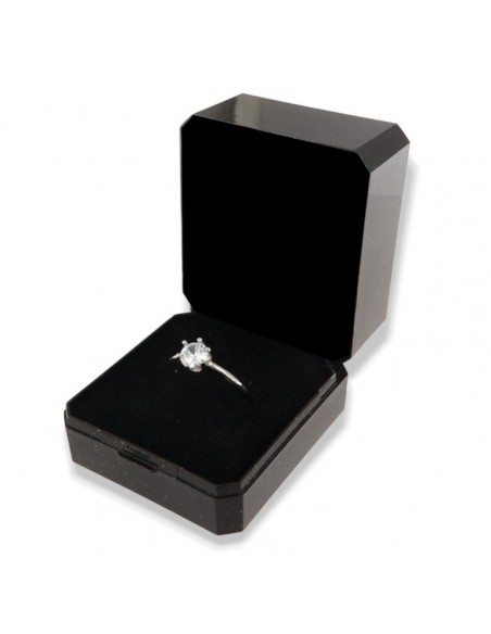 Anello Argento Rodiato Solitario Castone 6 Griffe Con Gambo Regolabile [096ddd55]