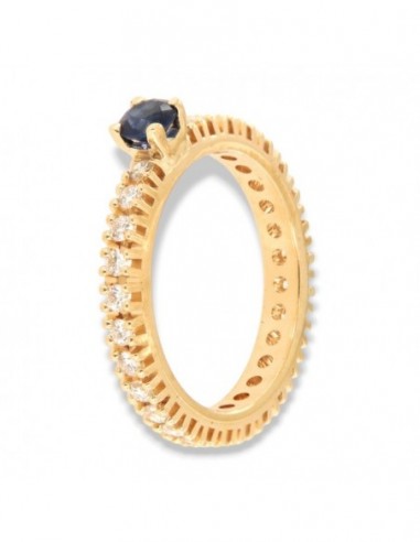Anello Oro Giallo Eternity Diamanti 0,48 Ct Zaffiro 0,23CT [55c1da8c]