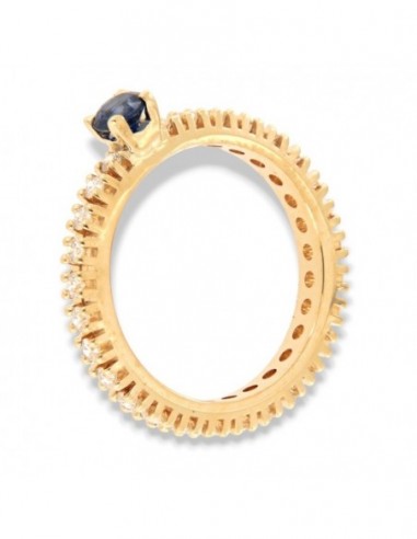 Anello Oro Giallo Eternity Diamanti 0,48 Ct Zaffiro 0,23CT [e56d4a66]