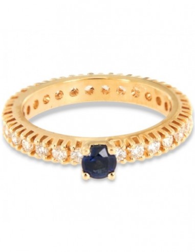 Anello Oro Giallo Eternity Diamanti 0,48 Ct Zaffiro 0,23CT [8b56c86f]
