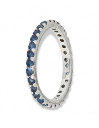 Anello Argento Rodiato Eternity Zirconi Blu 2MM [cee29e91]