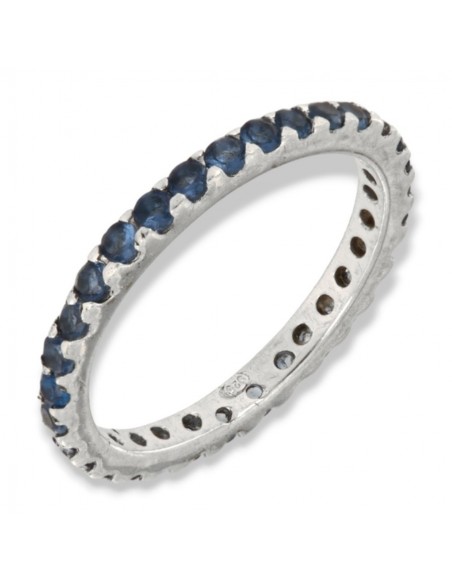 Anello Argento Rodiato Eternity Zirconi Blu 2MM [7f033071]